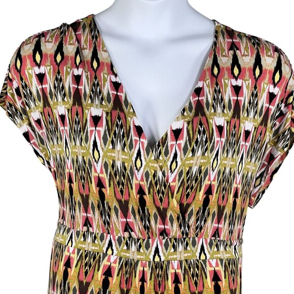 J. Jill Womens XL Aztec Southwest Geometric Print Empire Waist V-Neck Maxi Dress - Picture 7 of 13